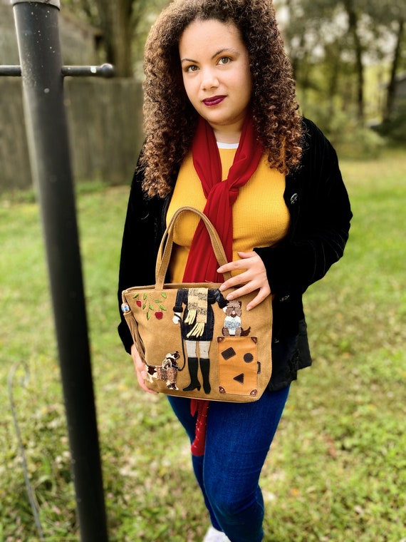 Vintage Tan Leather Dog Tote Gem