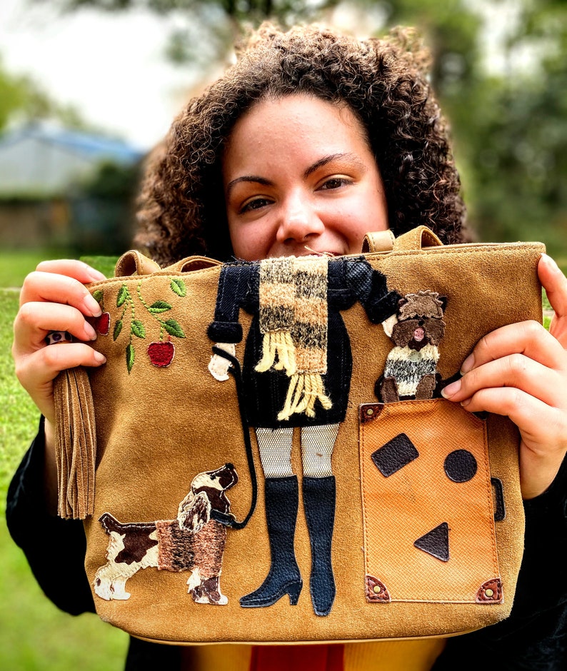 Vintage Tan Leather Dog Tote Etsy