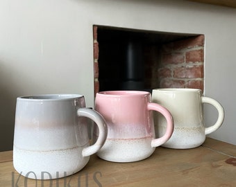 Glazed Ombre Glaze Ceramic Mug | birthday present gift for her him mother | pink grey beige | Made by Sass & Belle