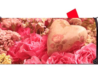 Mailbox Magnet Partial Cover Valentines Day Red or Pink Rose Flower Heart