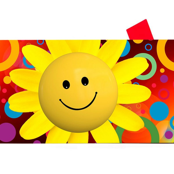 Emoji Sun Vinyl Magnetic Mailbox Cover Made in the USA