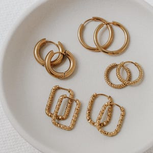 Edelstahl Kreolen vergoldet - Wasserfeste Gold Hoop Ohrringe - Minimalistische Kreolen - Kombinierbar mit Polymerclay Charms - Mix & Match