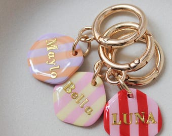 Personalisierte Hundemarke mit Namen | Hundeanhänger individuell | ID Tag Hund Halsband | handgemacht Fimo | Geschenk Hund personalisiert