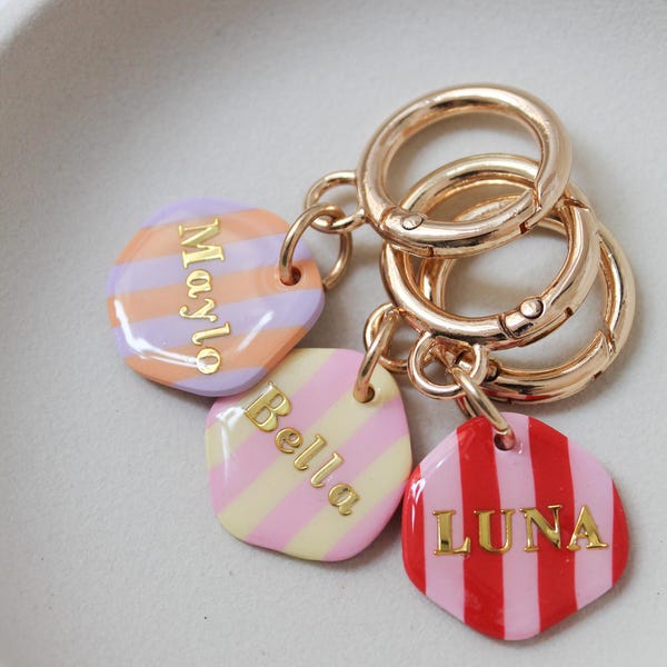 Personalized dog tag with name | Custom dog pendant | ID tag dog collar | Handmade polymer clay | Personalized dog gift
