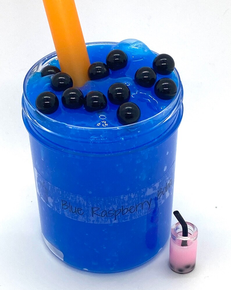 Blue Raspberry Boba Clear Slime Slime Shop Etsy