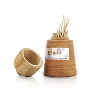 BiteMyWood 600 Cinnamon Wooden Toothpicks in Decorative Glass Jars wit