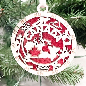 Canadian Themed Christmas Ornament, Canada, Provinces, Territories