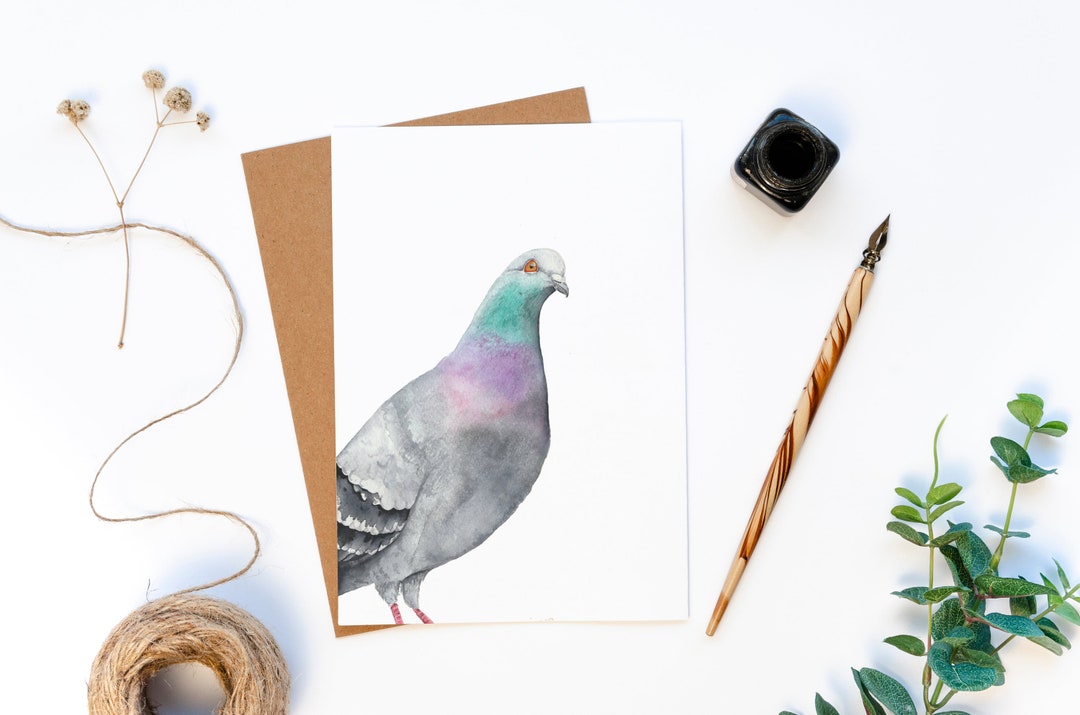 Wee Blue Coo Reiher Vogel Aquarell Geburtstagskarte – 17,5 X 12,5 Cm – Mit Umschlag, Innen Blank