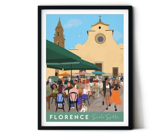 Travel poster of Santo Spirito, Florence Italy