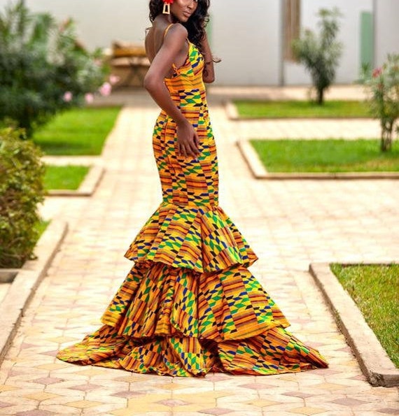African kente dress, African women clothing, African attire, African  fashion.