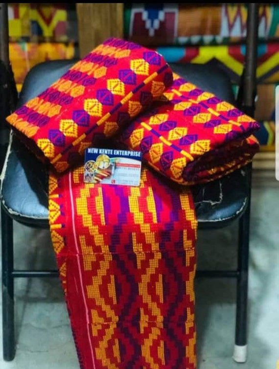 Authentic Kente 6 and 12 yards Genuine Ghana handwoven Kente fabric and  Kente Cloth African fabric African Bonwire Ghana Kente Traditional