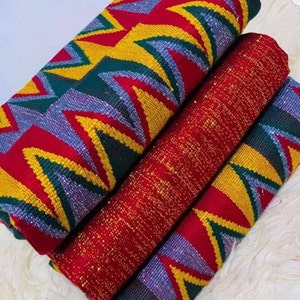 Authentic Kente 6 and 12 yards Genuine Ghana handwoven Kente fabric and Kente Cloth African fabric African Bonwire Ghana Kente Traditional