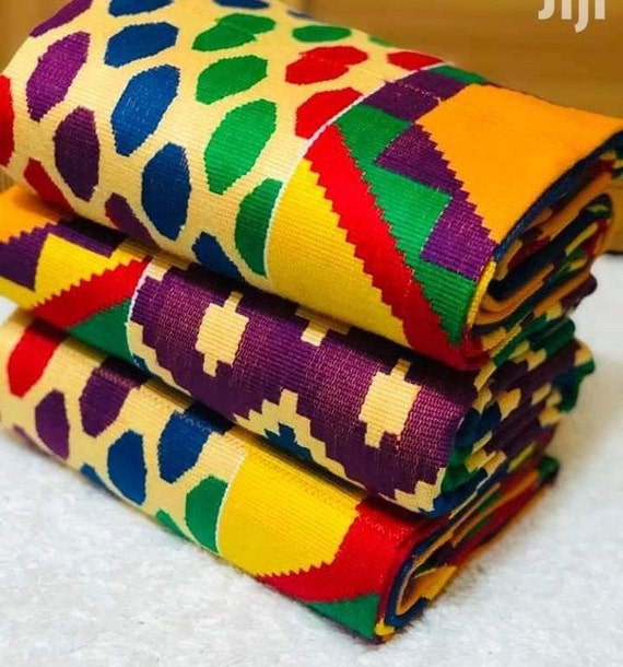 Authentic Kente 6 and 12 Yards Genuine Ghana Handwoven Kente Fabric and  Kente Cloth African Fabric African Bonwire Ghana Kente Traditional 
