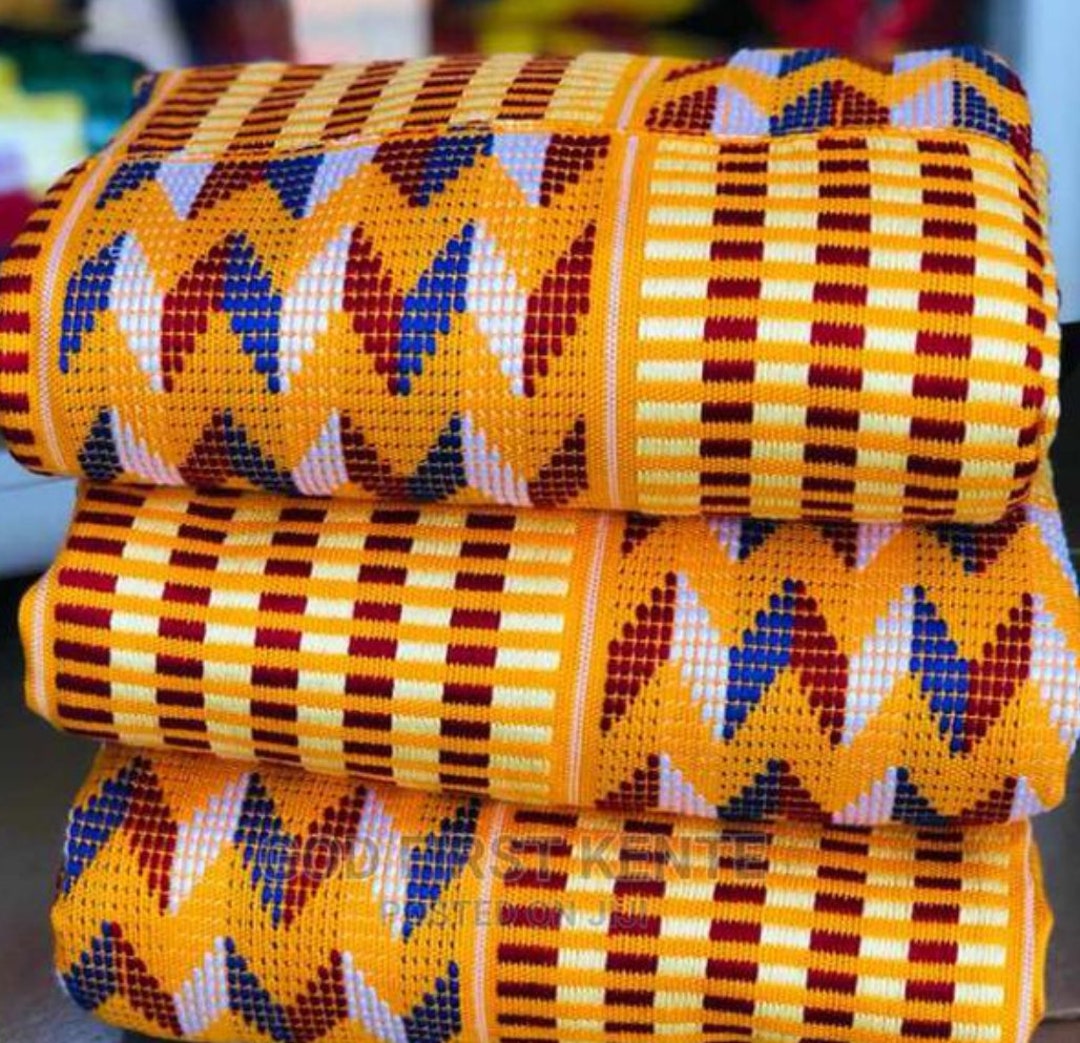 Authentic Kente 6 and 12 Yards Genuine Ghana Handwoven Kente Fabric and