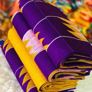 Authentic Kente 6 and 12 yards Genuine Ghana handwoven Kente fabric and Kente Cloth African fabric African Bonwire Ghana Kente Traditional