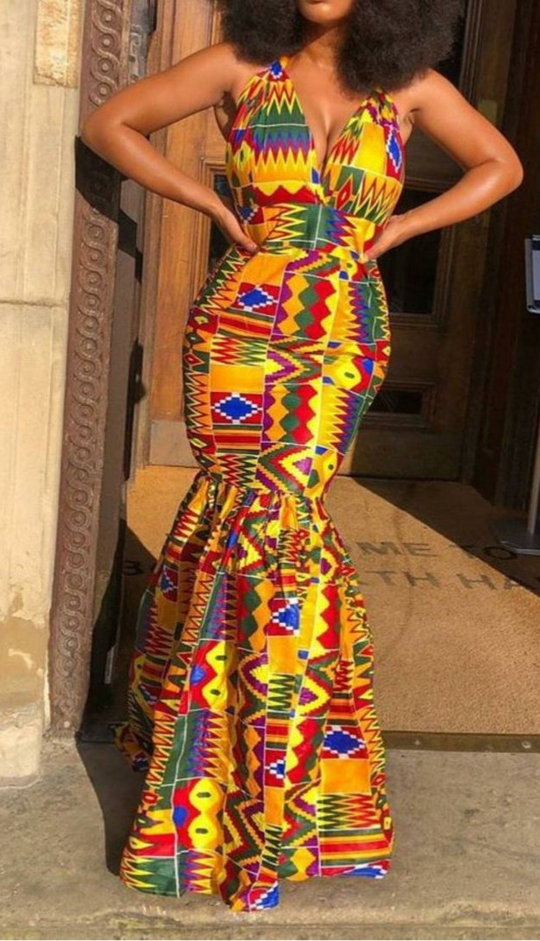 Long Fitted Mermaid African Kente Dress Bridal Dress African -  Finland