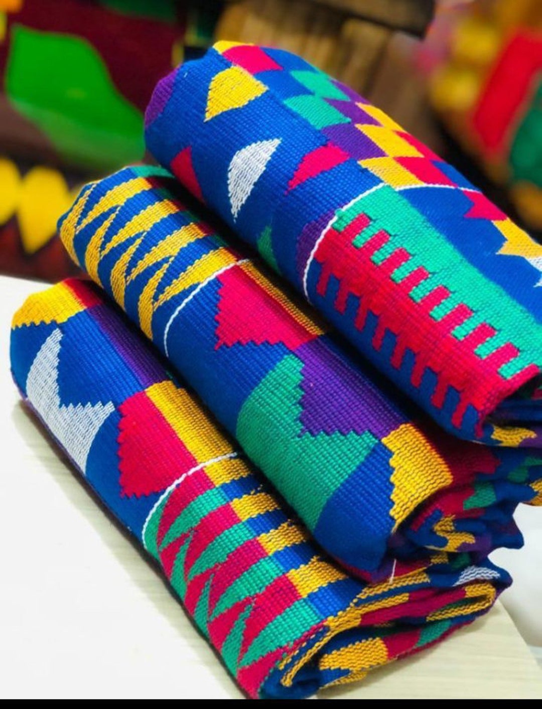 Authentic Kente 6 and 12 Yards Genuine Ghana Handwoven Kente 