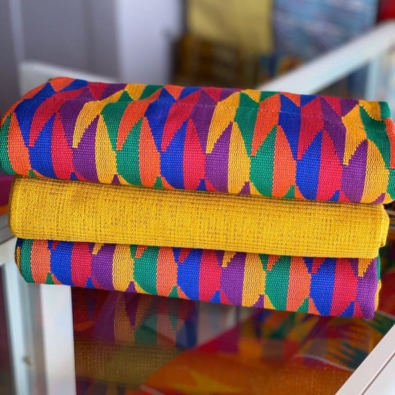 Authentic Kente 6 and 12 Yards Genuine Ghana Handwoven Kente Fabric and  Kente Cloth African Fabric African Bonwire Ghana Kente Traditional 