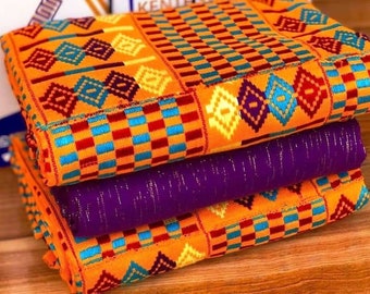 Authentic Kente 6 and 12 yards Genuine Ghana handwoven Kente fabric and Kente Cloth African fabric African Bonwire Ghana Kente Traditional