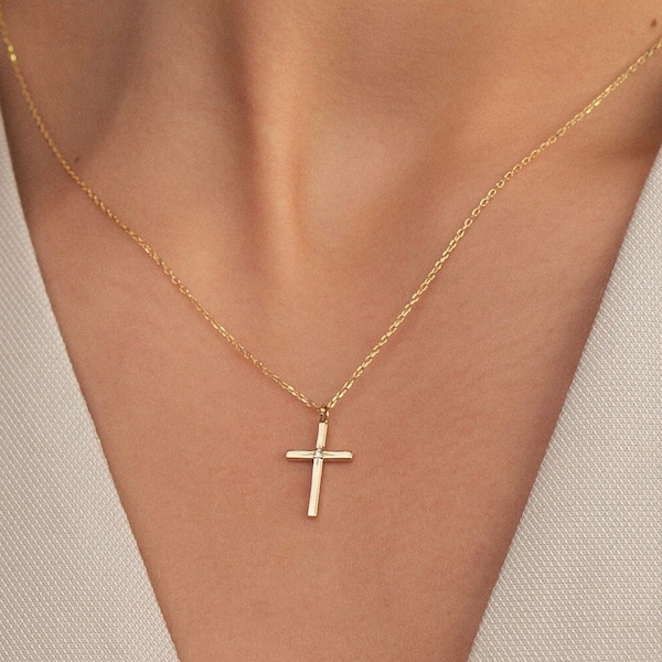 Diamond Cross Necklace - Etsy