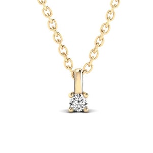 Diamond Solitaire Pendant Necklace in 14K Solid Gold | 0.10 ct. tw. Diamond Necklace for Women | 14K Real Gold Jewelry | Gift for Her