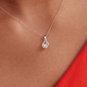 Caged Pearl Necklace in 14K White Gold | Pearl Necklaces for Women | Mother's Day Gift