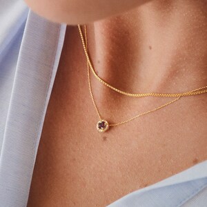 14k Diamond and Ruby Halo Necklace | Ruby Necklace in 14K Gold | Ruby Pendant with Halo Diamond | July Birthstone | Perfect Anniversary Gift