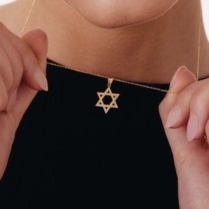 14K Solid Gold Star of David Necklace: Dainty Jewish Jewelry