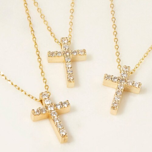 Diamond Cross Necklace in 14k Solid Gold for Women Gold Etsy