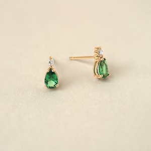 14K Gold Smaragd Diamant Ohrringe: Bezel Set Fine Jewelry
