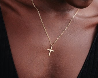 Gourmet Cross Necklace in 14K Solid Gold | Christian Gourmet Chain Necklace for Women | Cross Necklace | 14K Gold Jewelry | Gift for Her