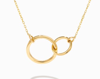 Tri Color Gold Pendant Necklace. Infinity Necklace in 14k Rose, White and Yellow Gold. Solid Gold Three Circle Necklace