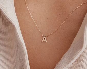 Custom Initial Necklace for Women in 14K Solid Gold | Dainty Personalized Letter Necklace | 14K Real Gold Personalized Jewelry | Custom Gift