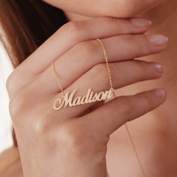 Real Gold Name Plate Necklace With April And John Real Gold Name