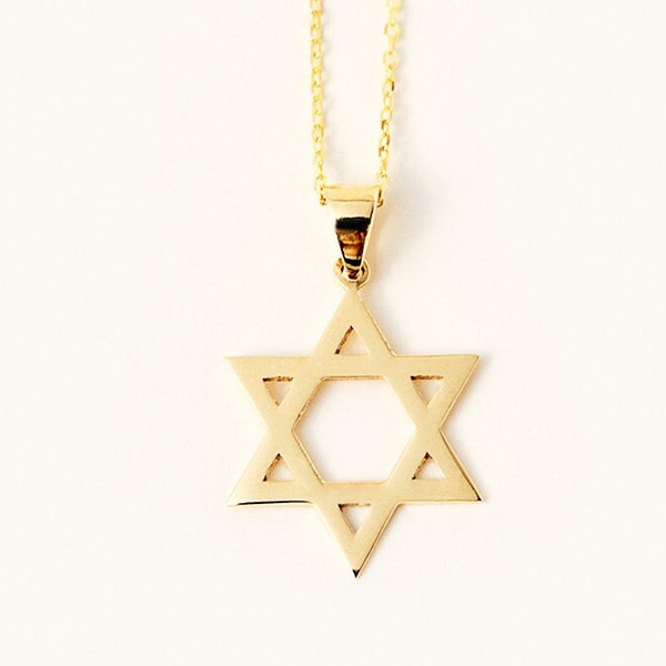 14K Solid Gold Star of David Necklace for Women | Dainty Star Pendant Necklace | Celestial Necklace | 14K Real Gold Jewelry | Gift for Her