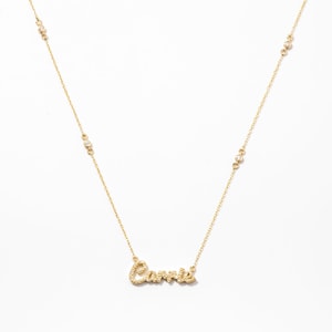 14K Solid Gold Diamond Name Necklace: Personalized Fine Jewelry