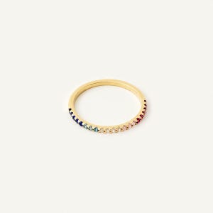 14K Solid Gold Rainbow Eternity Band: Cubic Zirconia Stacking Ring - Etsy