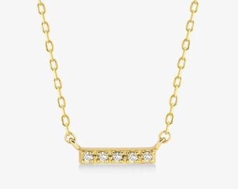 Diamond Bar Necklace: Simple Gold Jewelry (14K Yellow, Rose, White)