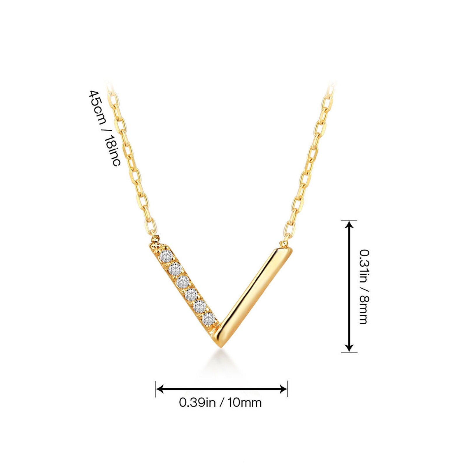 Diamond Chevron Necklace / 14k Solid Gold V Shaped Necklace Etsy