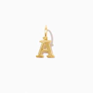 Pendentif initiale en or massif 14 carats pour femme | Charm lettre en or 14 carats | Cadeau parfait pour une mère | Charm toutes les lettres (pendentif uniquement)