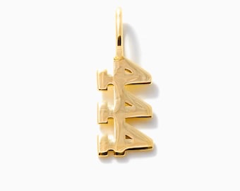 14K Solid Gold Number Charm Pendant: Personalized Angel Number Jewelry
