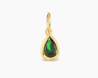 GELIN Drop Shaped Birthstone Charm in 14k or 10K Solid Gold