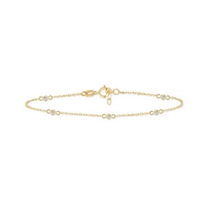 Gelin Diamond Station Bracelet 14K Solid Gold | Diamond Bracelets for Women | Bezel Bracelet | Station Bracelet in 14k Gold