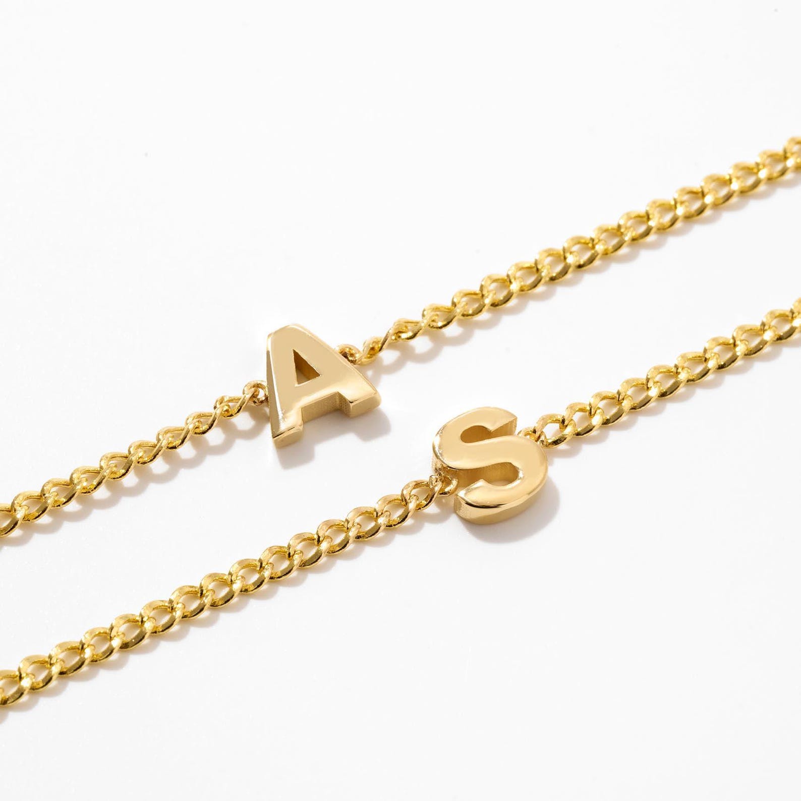Dainty Solid Gold Initial Bracelet: 14k Personalized Letter Jewelry