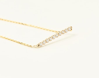 Diamond Bar Bracelet in 14k Solid Gold: Dainty Diamond Bracelets