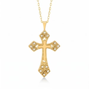 Diamant Gothic Kreuz Halskette 14K/10K Gold