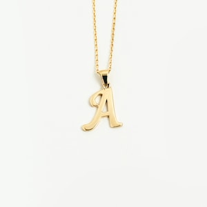 Collier pendentif lettre en or massif 14 carats | Collier initial personnalisé pour femme | Bijoux personnalisés en or véritable 14 carats | Cadeau personnalisé