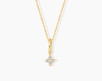 Diamond Clover Pendant Necklace in 14K Solid Gold