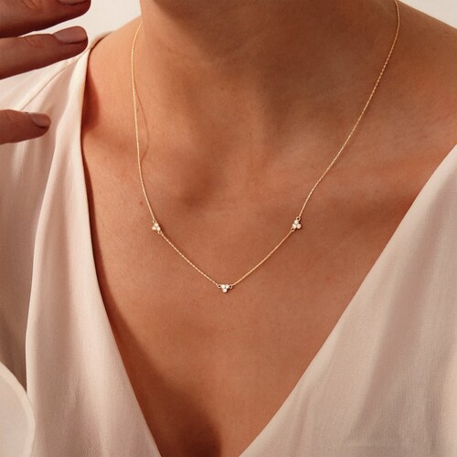 14k Solid Gold Letter M Moissanite Necklace / Real Gold Unique Etsy