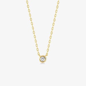 14K Gold Diamond Solitaire Necklace / Bezel-Set Diamond Pendant / Floating Diamond Necklace / Layering Necklace / Bridesmaid Gift